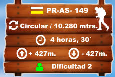 Circular / 10.280 mtrs.     4 horas, 30´ + 427m. - 427m.  Dificultad 2 PR-AS- 149